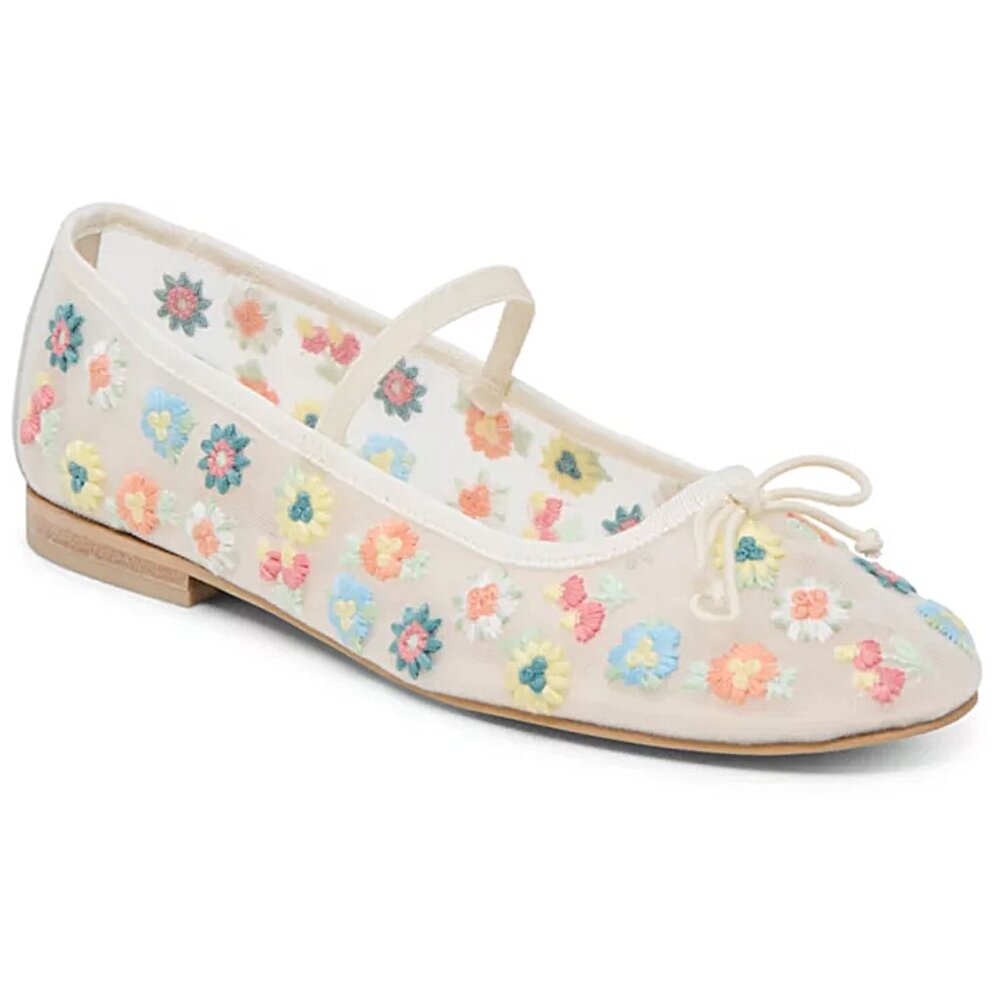 Dolce Vita White Floral Mesh Mary Jane Flats - Picture 3 of 7